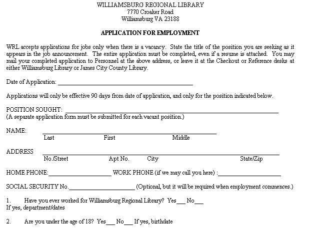 Form Example (Job Application)